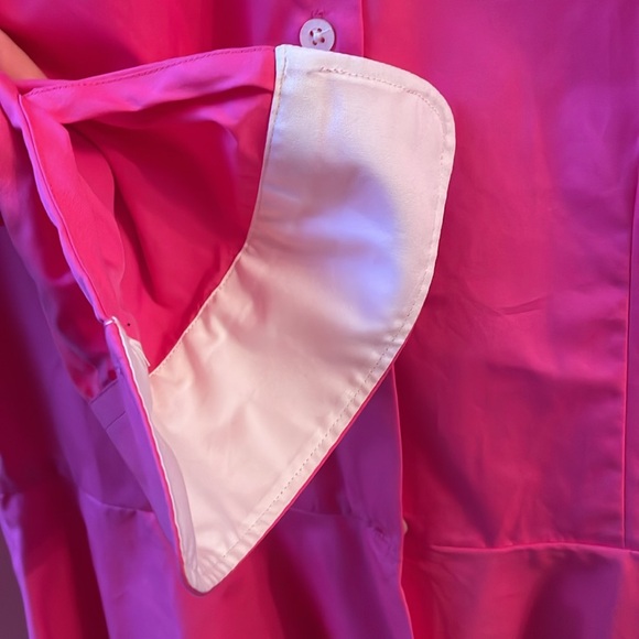 Ralph Lauren Peplum Hot Pink and White Button Up Shirt - Picture 3 of 6